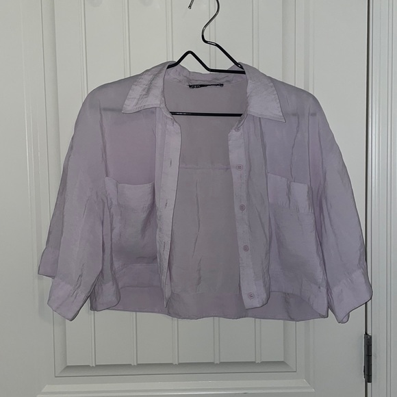 Zara Tops Zara Flowy Cropped Button Up Blouse Poshmark